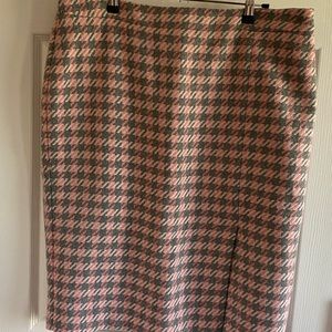 Talbots Pink and Gray Houndstooth Pencil Skirt
